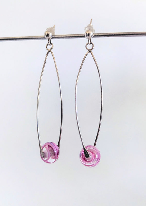 Boucles d'oreilles en argent et perles de Murano couleur rose