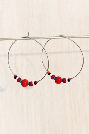 boucles d'oreilles créoles - perles de verre de Murano