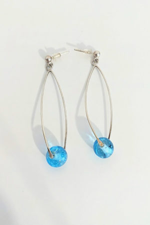 Boucles d'oreilles_perles de Murano_bijou artisanal_perle modulable_perle bleue